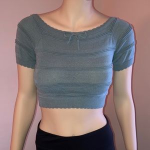 Kendall & Kylie Teal Knit Crop Top